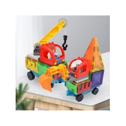 Magnetic Tiles Byggeplads, 65 dele