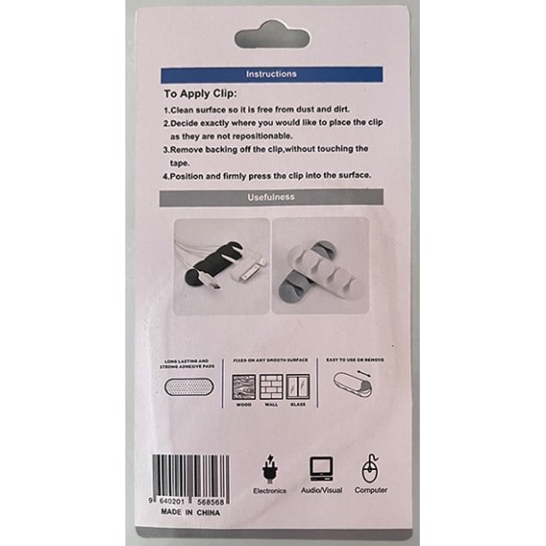 Cabledrop kabelhllare, sj&auml;lvh&auml;ftande - 2 st, svart