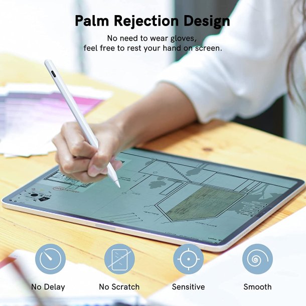 iPad pen som Apple pencil (iPad 2018-2023) - trdls, hvid