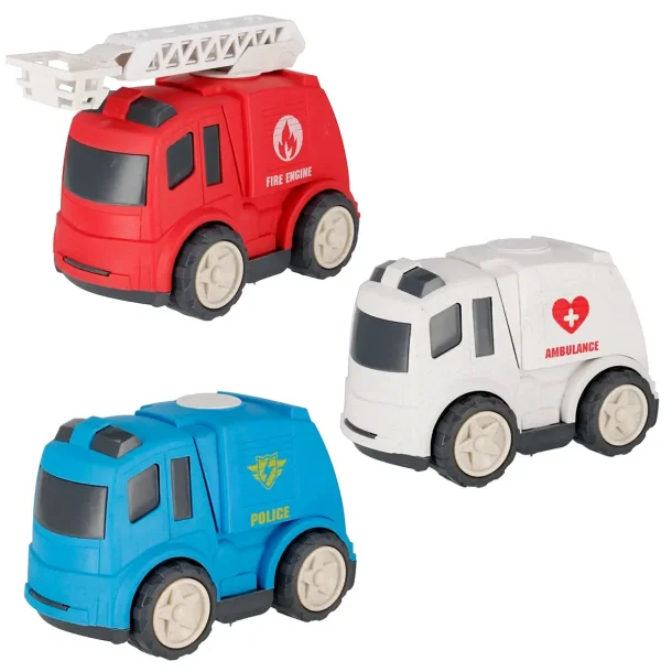 Free Wheel Toy Emergency Vehicles, 2 pcs assorted (bioplast)