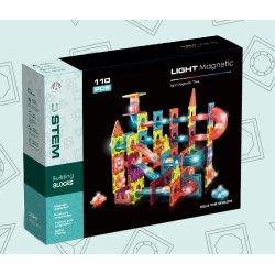 Magnetic Tiles kuglebane med lys, 110 dele