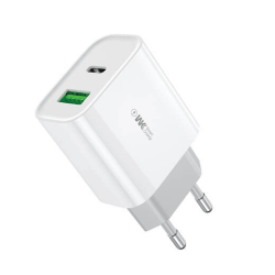 V&auml;ggladdare - PD + QC 3.0, 20W adapter vit