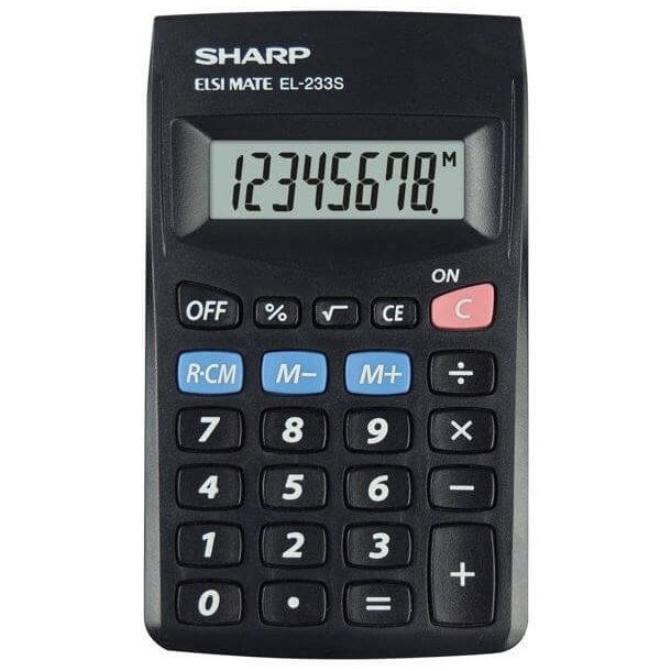 SHARP EL-233SBBK Minirknare 8 siffror