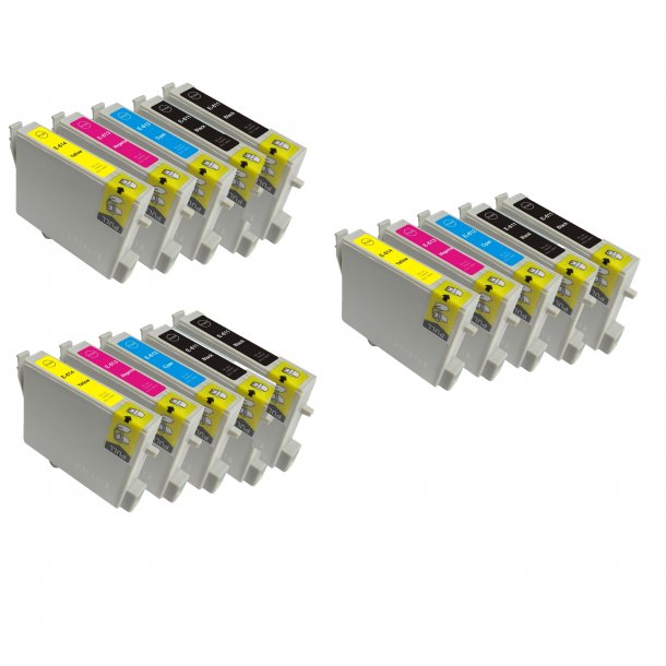 Kompatibel till Epson T0611/T0612/T0613/T0614 Bl&auml;ckpatroner Rabattpaket 15 st kompatibel  273 ml