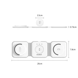 Choetech trdl&ouml;s magnetisk laddare 3-i-1, hopf&auml;llbar, vit