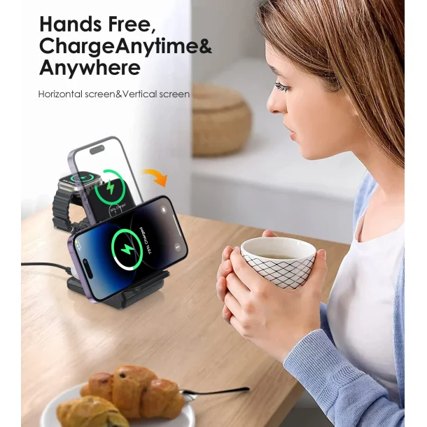 Choetech trdl&ouml;s laddare T608-F 4-i-1, svart