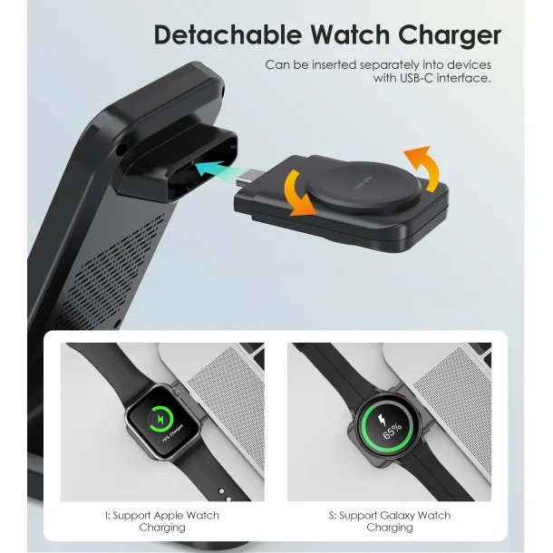 Choetech trdl&ouml;s laddare T608-F 4-i-1, svart