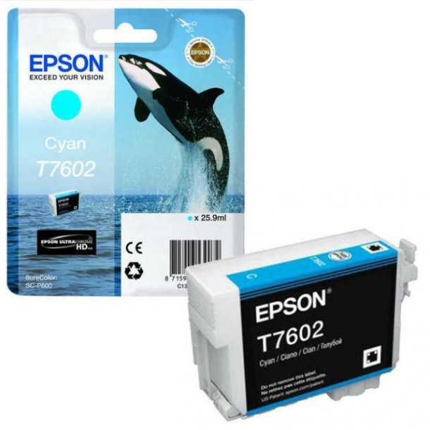 Epson T7602 C Original bl&auml;ckpatron (25,9 ml)