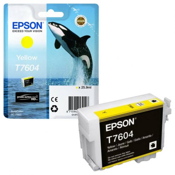 Epson T7604 Y blkpatron - C13T76044010 Original - Gul 25,9 ml