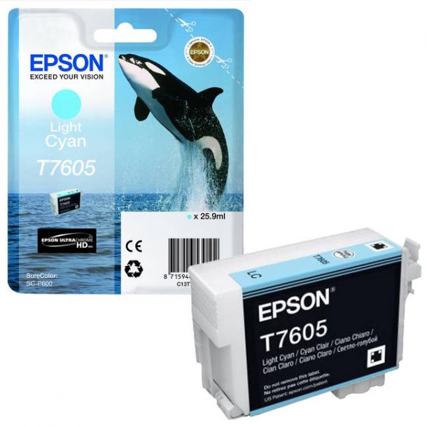 Epson T7605 LC blkpatron - C13T76054010 Original - Lys Cyan 25,9 ml