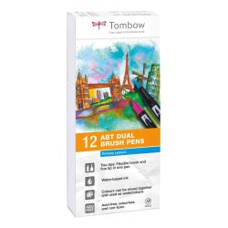 Tombow ABT Dual Brush 12P-1 Basic, 12 st, penna med dubbel spets