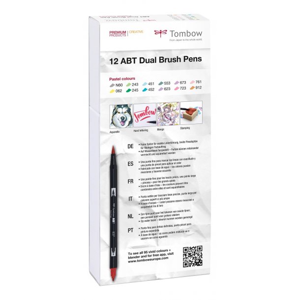 Tombow ABT Dual Brush 12P-2 Pastell, 12 st, penna med dubbel spets