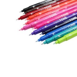 Tombow TwinTone, Penna med dubbelsidig spets, 12 st, Brights