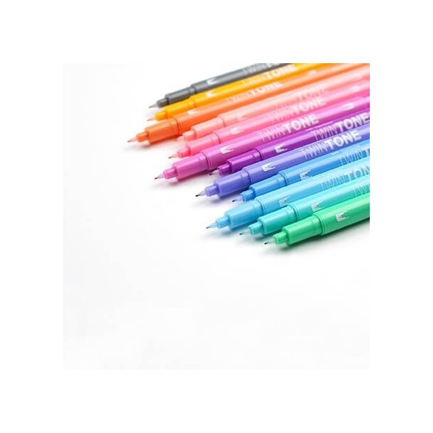 Tombow TwinTone, Penna med dubbelsidig spets, 12 st, Pastell