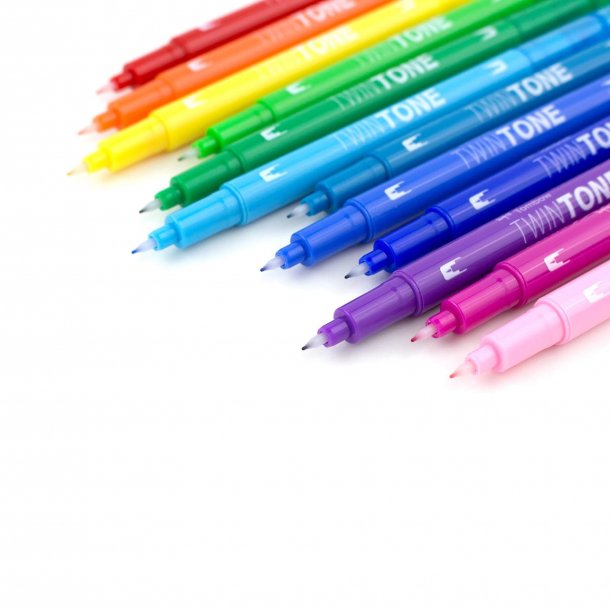 Tombow TwinTone, Penna med dubbelsidig spets, 12 st, Regnbge