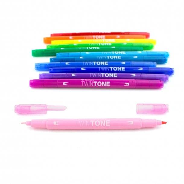 Tombow TwinTone, Penna med dubbelsidig spets, 12 st, Regnbge