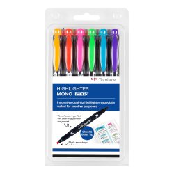 Tombow Markera pen MONO Edge Set, ass. frger, 6 st, dubbel spets
