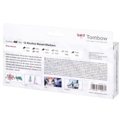 Tombow Marker ABT PRO Dubbelsidig Tuschpenna, 12 st, Gr