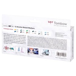 Tombow Marker Alkohol ABT PRO Dual Brush 12P-4 Naturlige farger, dobbel spiss, 12 stk