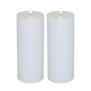 LED bloklys - udendrs, 25 cm, hvid, 2 stk.fjernbetjening