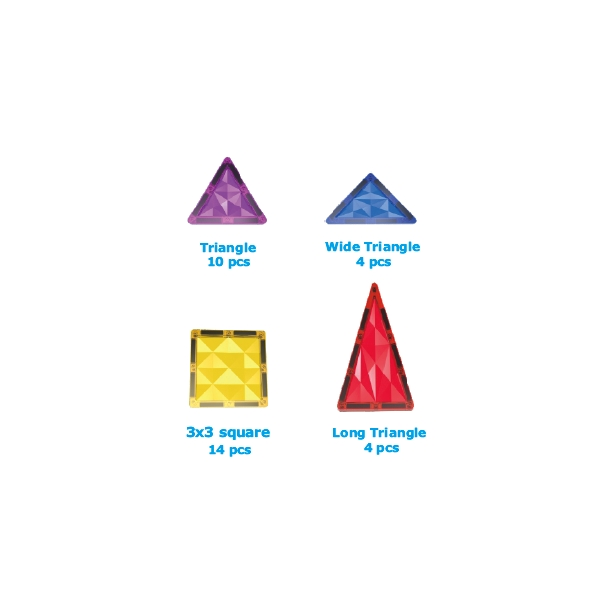 Magnetic Tiles byggest - Sampak, 32 + 60 dele