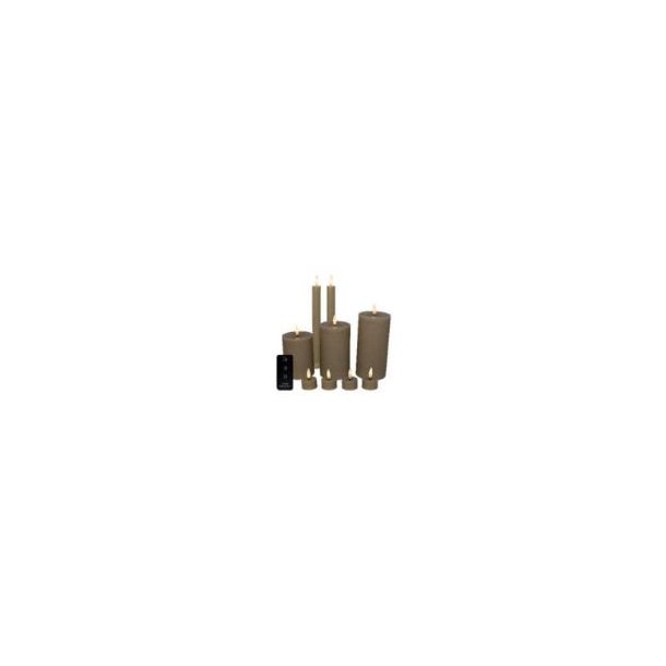 LED candle set  pillar, taper and tealights, sand  10-piece with remote