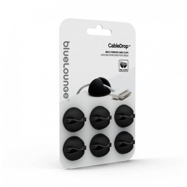 Bluelounge Cabledrop, 6 x ledningsholder, Sort