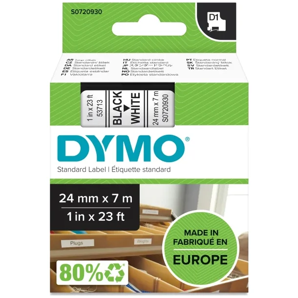 DYMO D1 label tape 24 mm, black on white