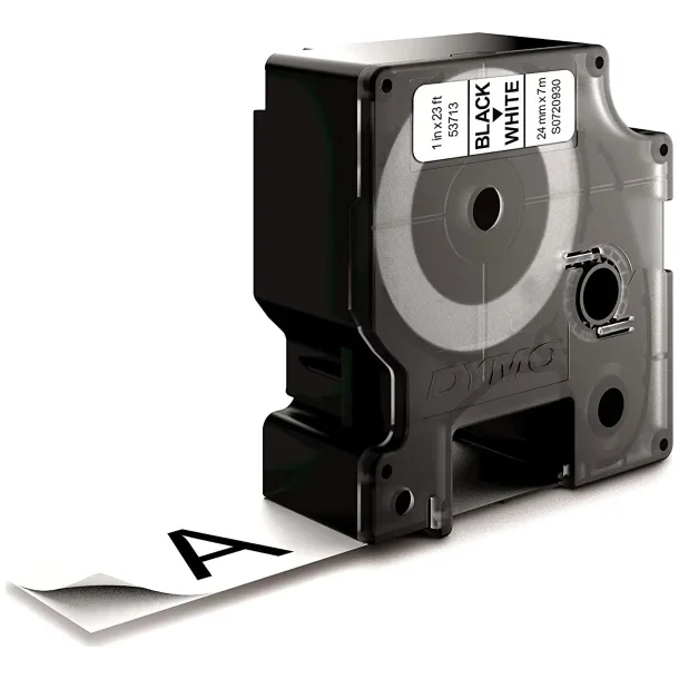 DYMO D1 labeltape 24mm, sort p hvid