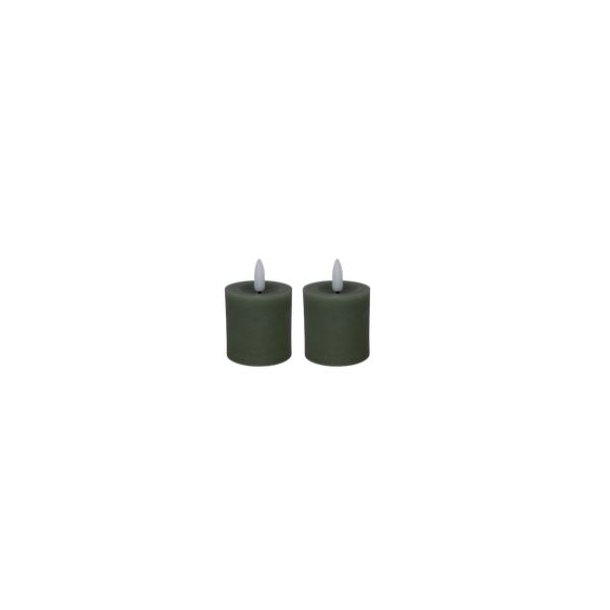 LED mini pillar candles, 4.8x5 cm, green, 2 pcs with timer