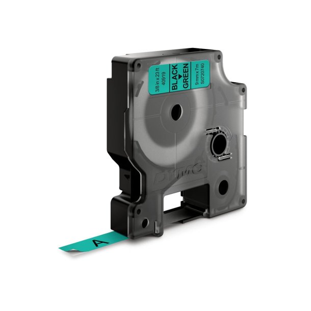 Dymo Tejp D1 9mmx7m svart/grn