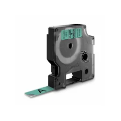 DYMO tejp D1 (45019), 12 mm x 7 m - svart/gr&ouml;n