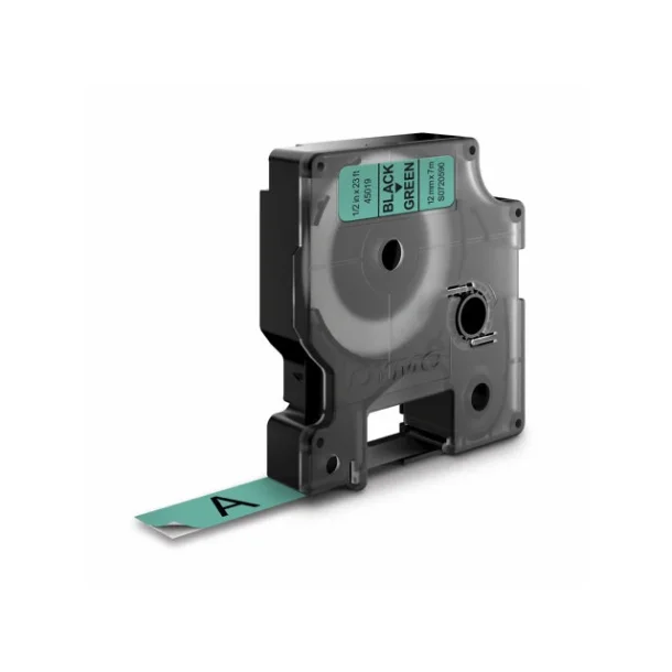 DYMO tejp D1 (45019), 12 mm x 7 m - svart/gr&ouml;n