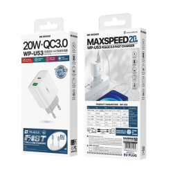 V&auml;ggladdare - PD + QC 3.0, 20W adapter vit