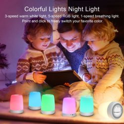 Lippa Baby natlampe med timerfunktion, touch, 100 timers batteri og 9 farver