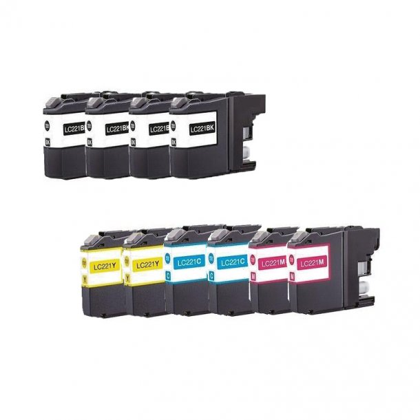 Brother LC 221 Combo Pack 10 pcs Ink Cartridge - Compatible - BK/C/M/Y 124 ml