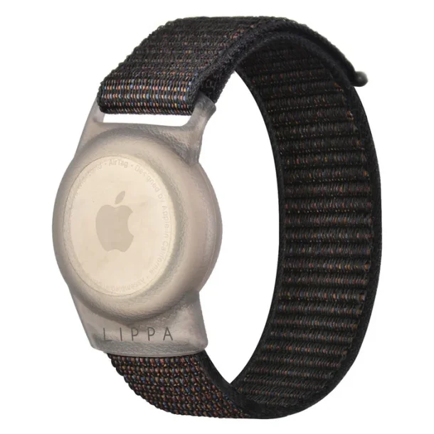 Lippa nylon wrist strap for AirTag and Smart Finder, Black