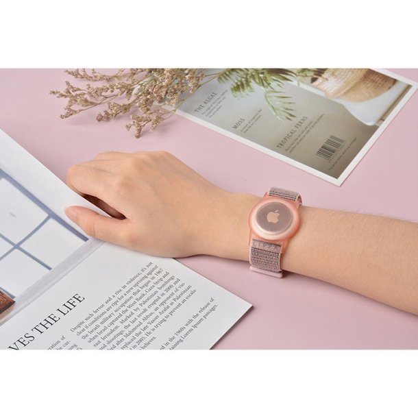 Lippa nylon handledsrem fr AirTag och Smart Finder, rosa