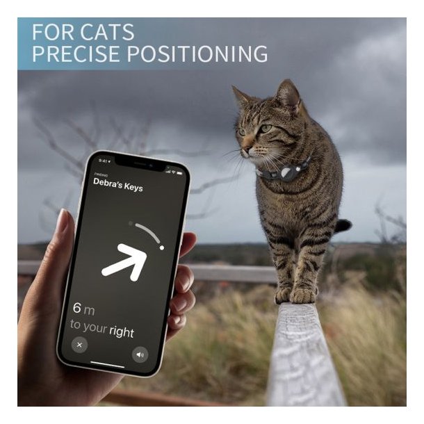 Lippa katthalsband fr AirTag och Smart Finder, 2232 cm, svart