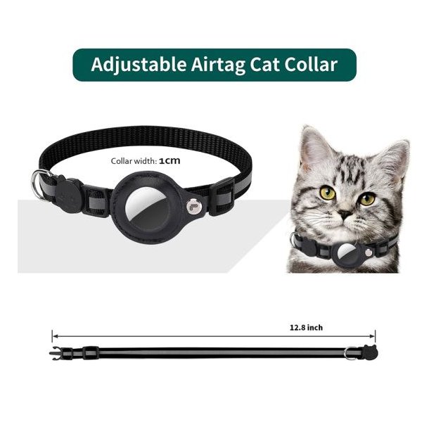 Lippa katthalsband fr AirTag och Smart Finder, 2232 cm, svart