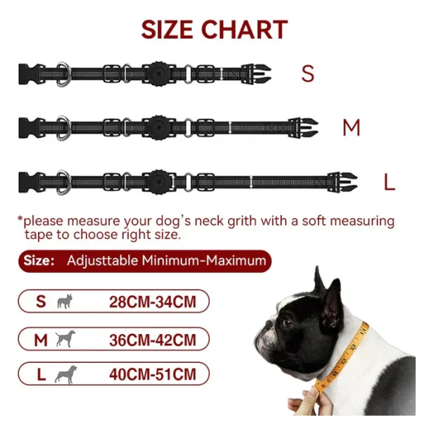 Lippa hundhalsband fr AirTag och Smart Finder, 3642 cm, Medium, svart