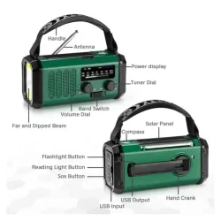 Lippa FM Ndradio / Solcelle Powerbank 10.000 mAh, grn