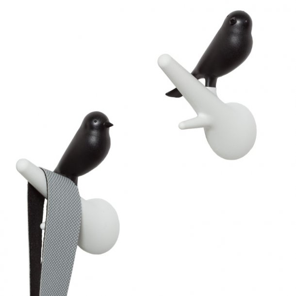 Qualy design Bird Hook, sets of 2, white and black
