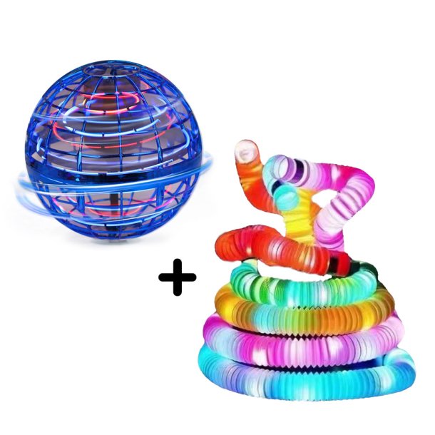 Flying Spinner Ball, blue + 8 x Pop Flash Tubes