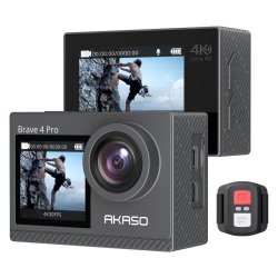 AKASO Brave 4 Pro Action Kamera - 4K/30fps, 20MP, Dobbeltskrm