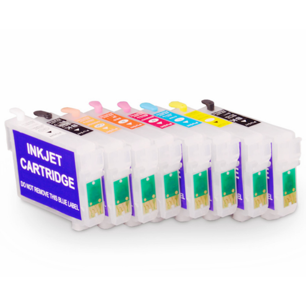 Epson R1900 8 Farvet refill patronst, T0870-T0879