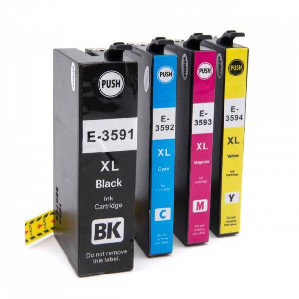 Pixojet blkpatroner Epson 35 XL - C13T35964010, 4 stk. rabatpakke 125 ml