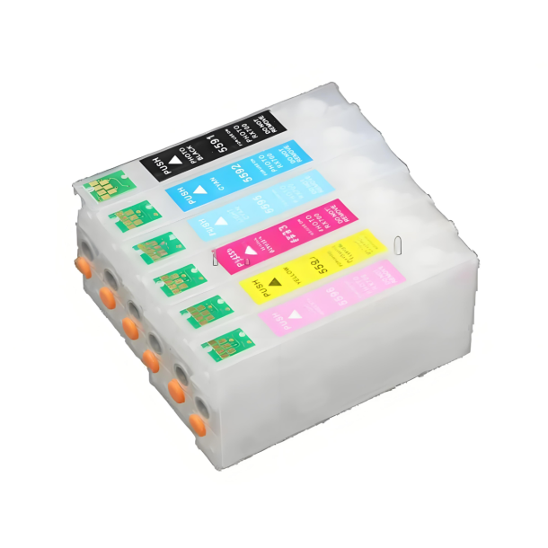 Epson Stylus RX700, 6 Farvet refillst, T5591/ T5592/ T5593/ T5594/ T5595/ T5596