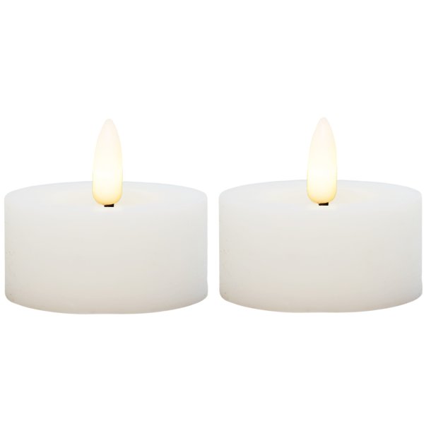 LED v&auml;rmeljus (stora) i stearin, vit, 2 st