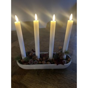 Cozzy adventsstage i cement inkl. 4 stk kronelys m. 3D flamme, m. timer